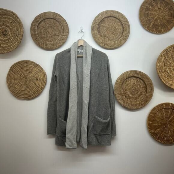 Aritzia Babaton Gray Wool Cashmere Open Front Knit Cardigan Sweater Small Cozy - Picture 2 of 7